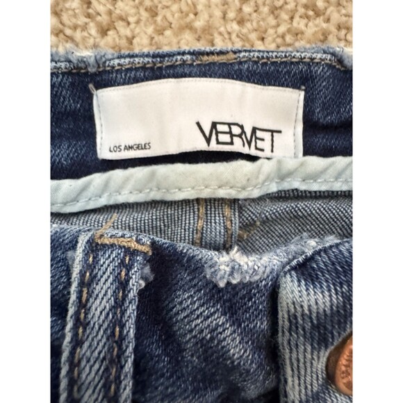 Vervet Jeans Womens 25 Blue Denim Stretch Mid Rise Fray Distressed Ankle Skinny - Picture 5 of 8
